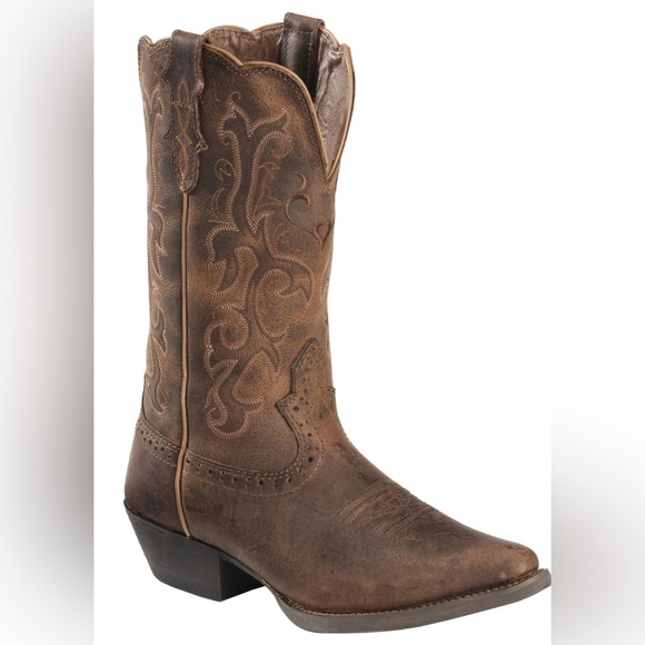 JUSTIN STAMPEDE WOMEN'S MCKAYLA TAN COWGIRL BOOTS - SNIP TOE size 6B - Picture 1 of 7